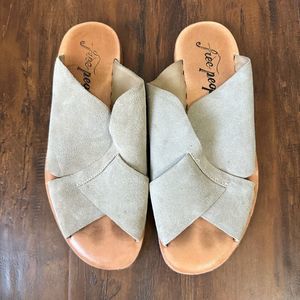 FREE PEOPLE Emelia Suede Leather Sandal in Taupe